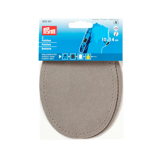 Renfort imitation daim Thermocollant 2 pcs 10 x 14 cm Gris clair