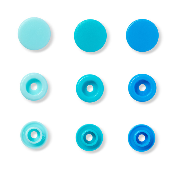 Bouton-pression Color Snaps 12,4 mm 30 pcs Rond Trio de Bleu