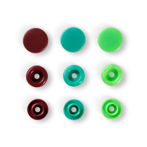 Bouton-pression Color Snaps 12,4 mm 30 pcs Rond Vert-Vert clair-Brun