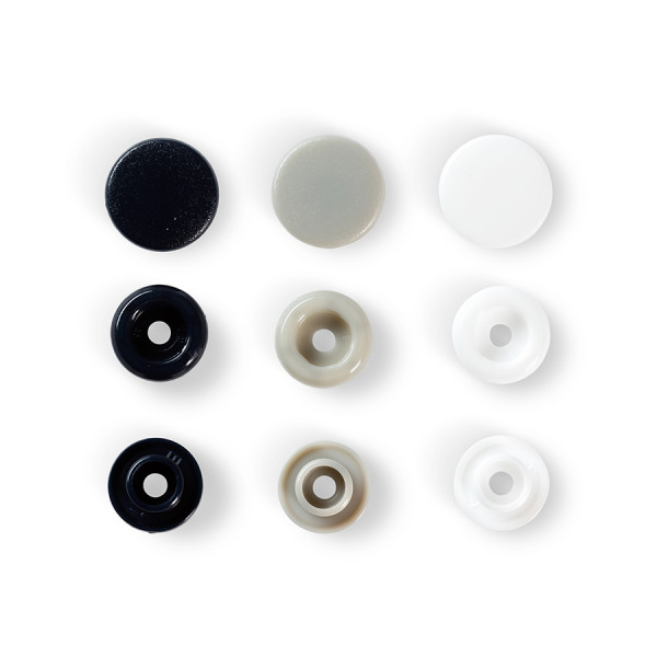 Bouton-pression Color Snaps 12,4 mm 30 pcs Rond Marine-Gris-Blanc