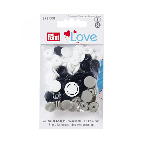 Bouton-pression Color Snaps 12,4 mm 30 pcs Rond Marine-Gris-Blanc