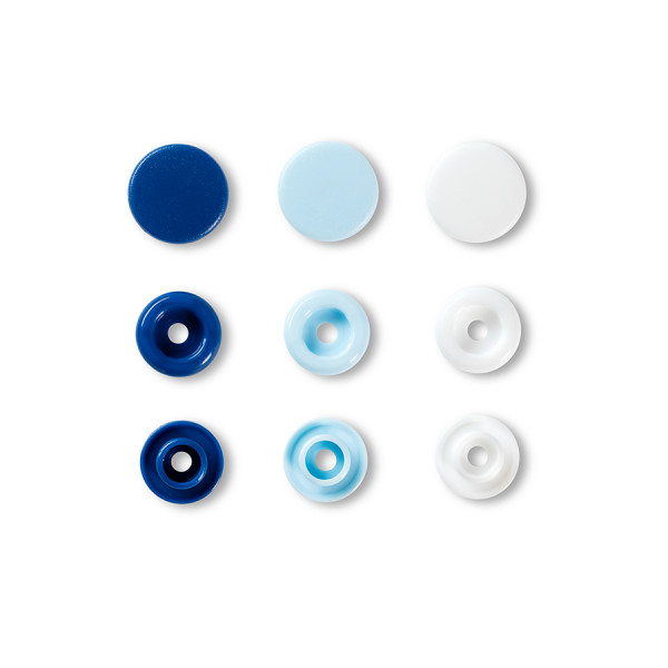 Bouton-pression Color Snaps 12,4 mm 30 pcs Rond Bleu-Bleu clair-Blanc