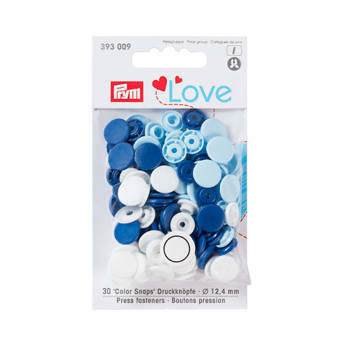 Bouton-pression Color Snaps 12,4 mm 30 pcs Rond Bleu-Bleu clair-Blanc