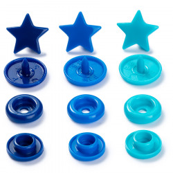 Bouton-pression Color Snaps 12,4mm Étoile Bleu-Turquoise-Encre 30 pcs