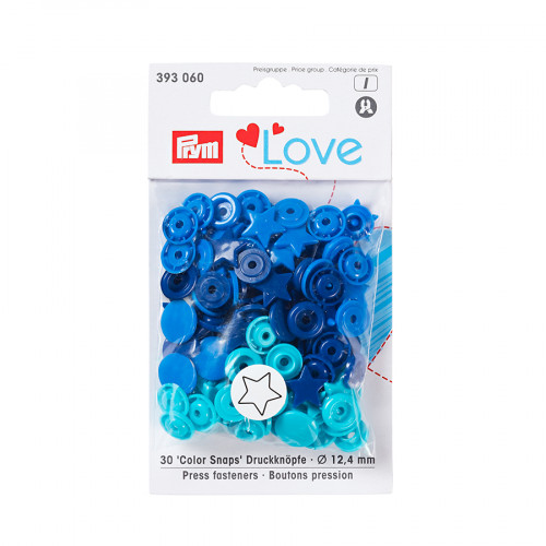 Bouton-pression Color Snaps 12,4mm Étoile Bleu-Turquoise-Encre 30 pcs