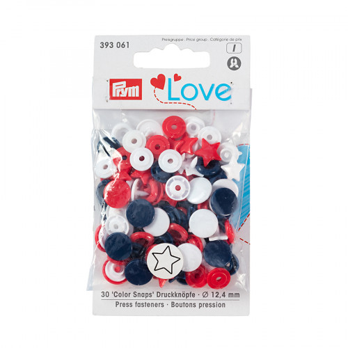 Bouton-pression Color Snaps 12,4mm Étoile Rouge-Blanc-Marine 30 pcs