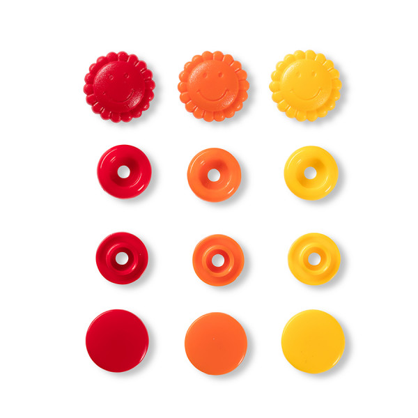 Bouton-pression Color Snaps 13,6 mm Fleur Jaune-Rouge-Orange 30 pcs