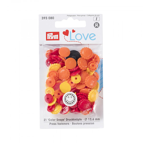 Bouton-pression Color Snaps 13,6 mm Fleur Jaune-Rouge-Orange 30 pcs