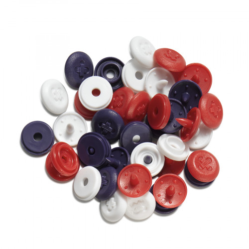 Bouton-pression Color Snaps Mini Aspect couture 9 mm 36 pcs Rouge, Blanc, Marine