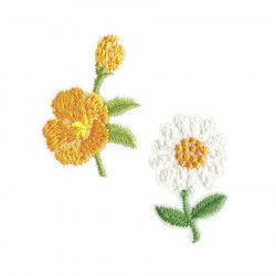 Écusson Thermocollant Recyclé Fleurs Blanc/Orange