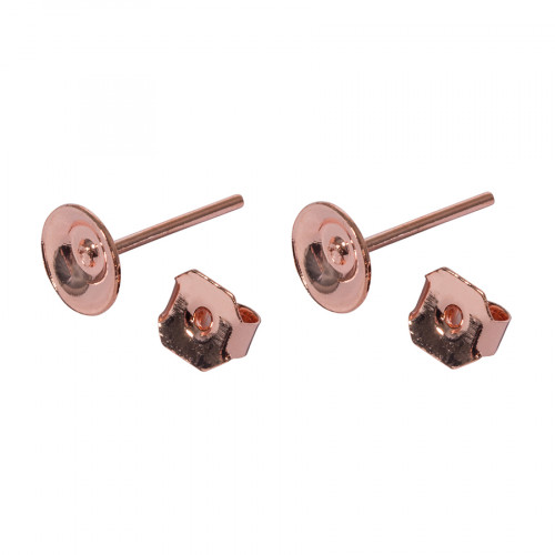 Boucle d'oreille avec Plateau 6 mm 4 pcs Platine Or rose