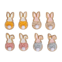 Miniatures adhésives en Bois et feutre - Lapins - 2,1 x 4 cm 8 pcs