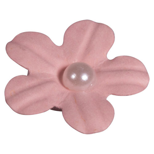 Stickers décoratifs - Fleurs en Papier avec demi-perle - Rose - 20 pcs