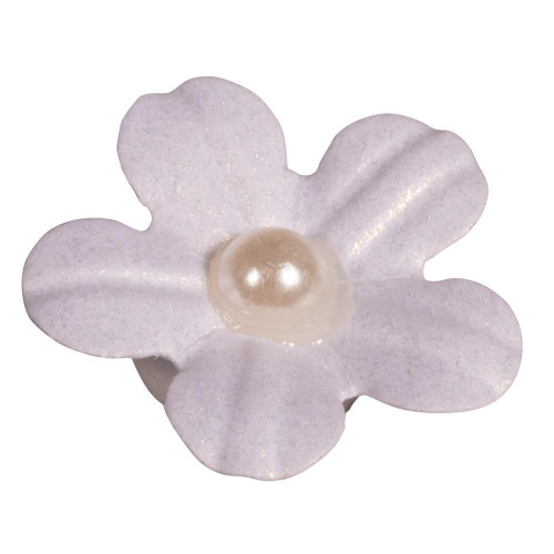 Stickers décoratifs - Fleurs en Papier avec demi-perle - Blanc - 20 pcs