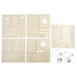 Kit maisons en bois illuminées - Rayher