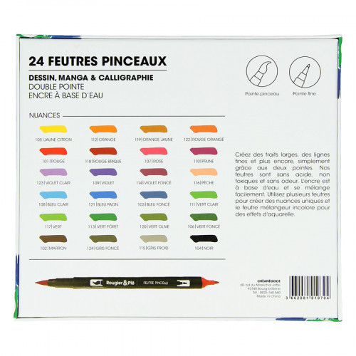 Feutre Pinceau double pointe Set 24 couleurs