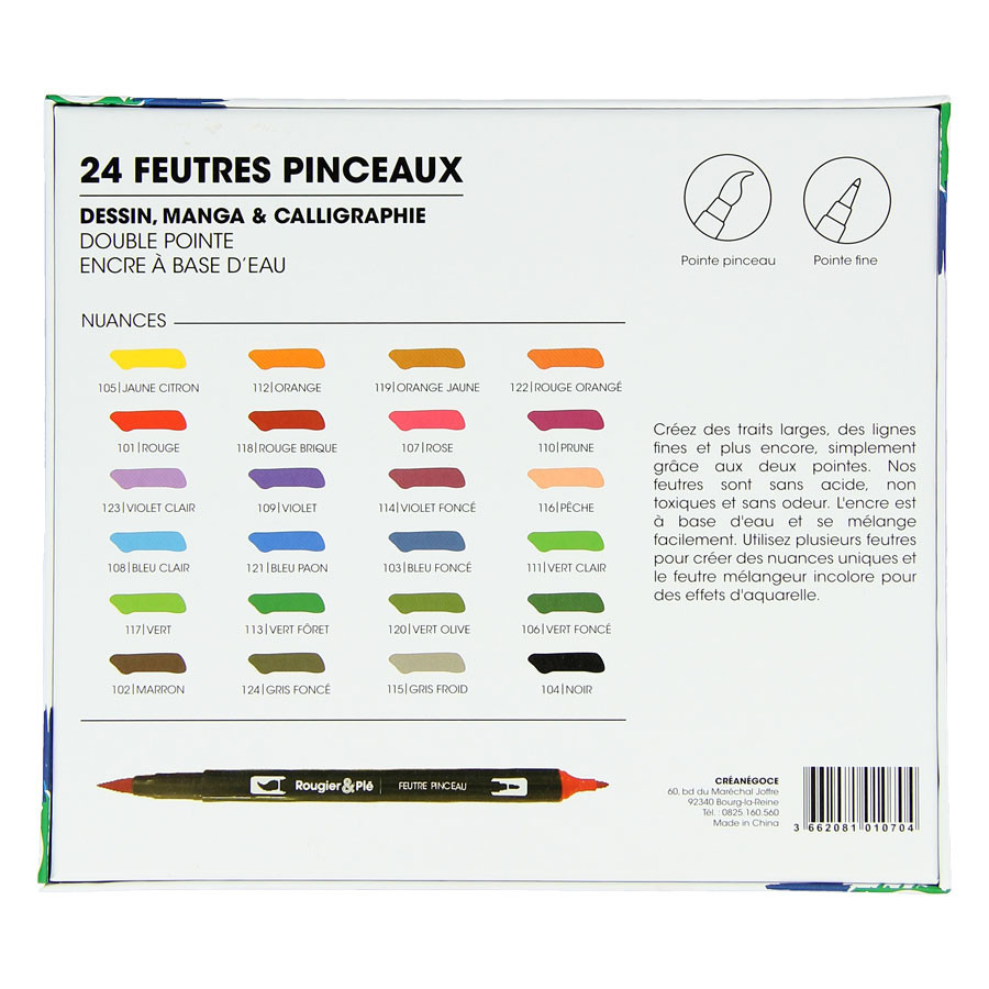 24 Couleurs Feutres Pinceaux Aquarelle Double Pointe et 96 Crayon de  Couleurs Professionnel de Dessin Art Set,Inclus Stylos de  calligraphie,Crayons Couleur et Accessoire Dessin. : : Fournitures  de bureau