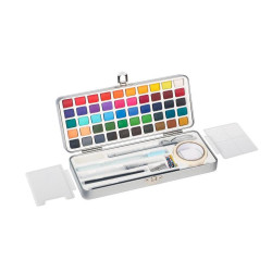 Aquarelle Coffret métal 50 demi-godets + accessoires - Rougier&Plé