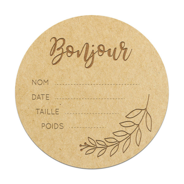 Carte ronde Bonjour 8 x 8 cm