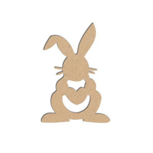 Lapin cœur GM en bois médium 9,7 x 6,6 cm