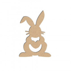 Lapin cœur GM en bois médium 9,7 x 6,6 cm