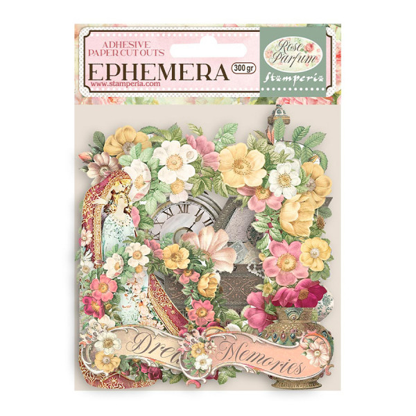 Découpes en papier Ephemera Rose Parfum Fleurs et Guirlandes