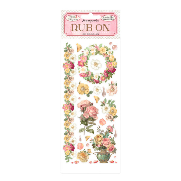 Rub On 10,16 x 21,6 cm Rose Parfum Fleurs et Guirlandes