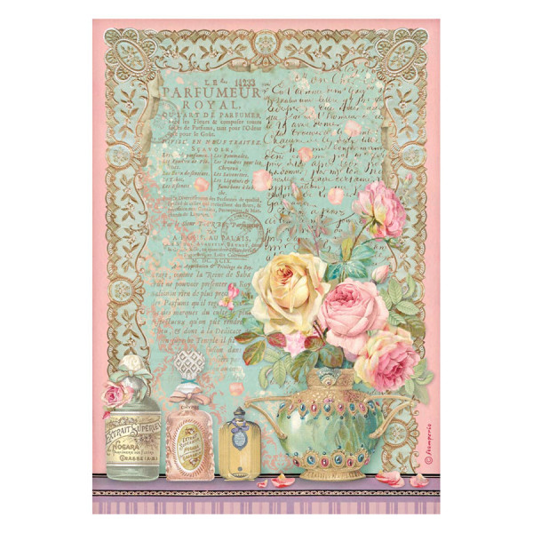 Papier de riz A4 21 x 29.7 cm Rose Parfum Parfumeur royal