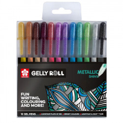 12 Stylos gel Gelly Roll Metallic Shiny