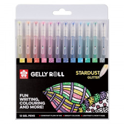 12 Stylos gel Gelly Roll Stardust pailletés