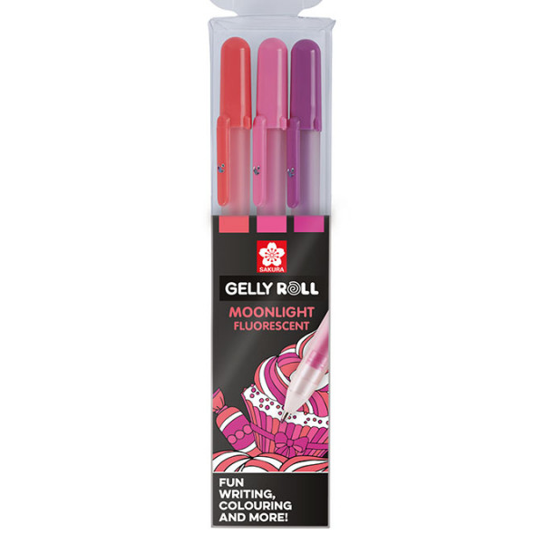 3 Stylos gel fluorescents Gelly Roll Moonlight - Rose