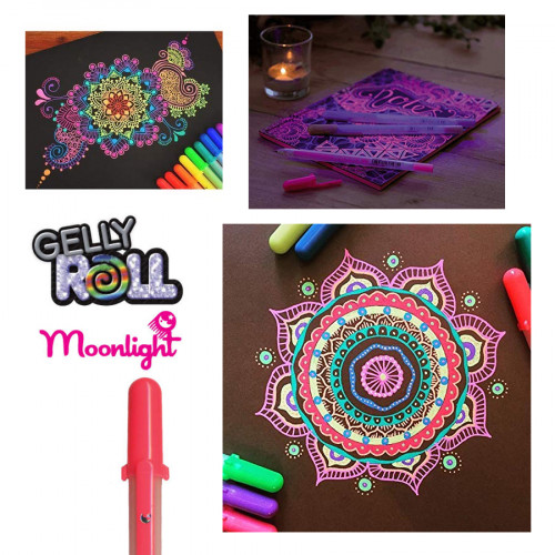 3 Stylos gel fluorescents Gelly Roll Moonlight - Rose