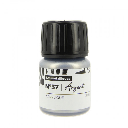 Peinture Custom Cuir 30 ml Couleurs métalliques n°37 Argent