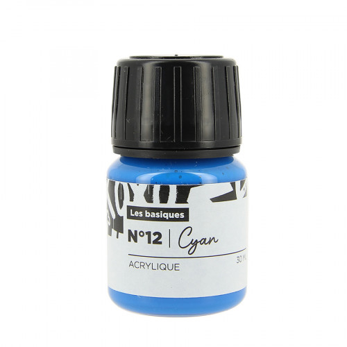Peinture Custom Cuir 30 ml Couleurs basiques n°12 Cyan (bleu primaire)