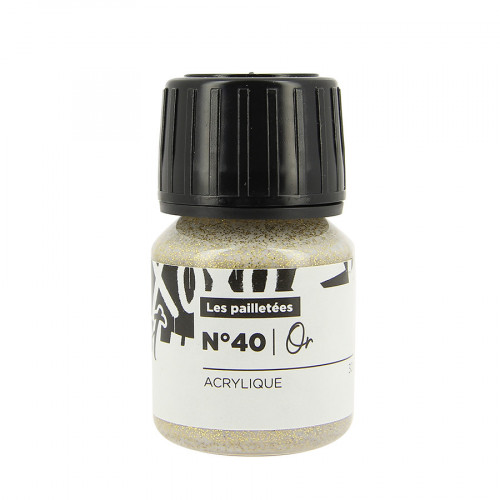 Peinture Custom Cuir 30 ml Couleurs pailletées n°40 Or pailleté