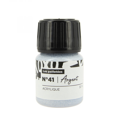 Peinture Custom Cuir 30 ml Couleurs pailletées n°41 Argent pailleté