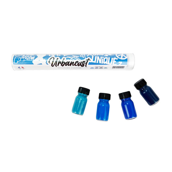 Peinture Custom Cuir Kit 4 Flacons 10 ml Tons Bleus