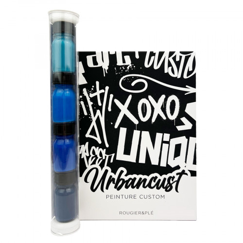 Peinture Custom Cuir Kit 4 Flacons 10 ml Tons Bleus