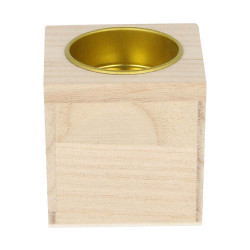 Petit bougeoir en bois 6 x 6 x 6 cm - Artemio