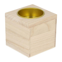 Petit bougeoir en bois 6 x 6 x 6 cm - Artemio