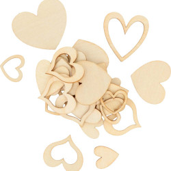 Set de 129 cœurs en bois - Artemio