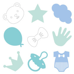 silhouettes en feutrine colorées naissance garçon - Artemio