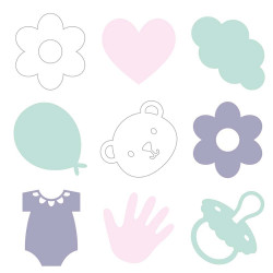 silhouettes en feutrine colorées naissance fille - Artemio
