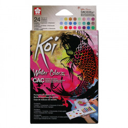 Aquarelle Koi de poche 24 demi-godets - Couleurs Artistiques Créatives Métal et Fluo