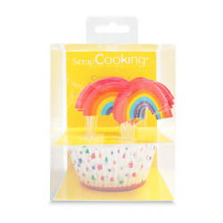 Caissettes + Cake Toppers 48 pcs Rainbow