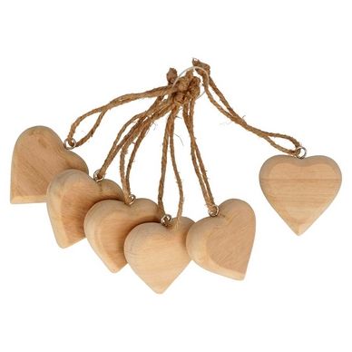 C?ur en bois 6 x 5 x 2 cm 6 pcs