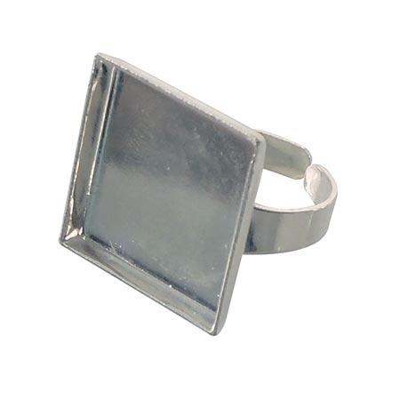 Bague carrée creuse - Argent - 20 x 20 mm