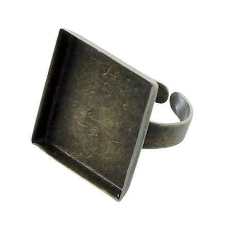 Bague carrée creuse - Bronze - 20 x 20 mm
