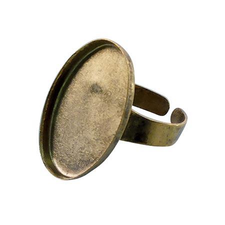 Bague ovale creuse - Vieil or - 18 x25 mm