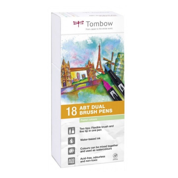 18 feutres Pastels Tombow ABT Dual Brush